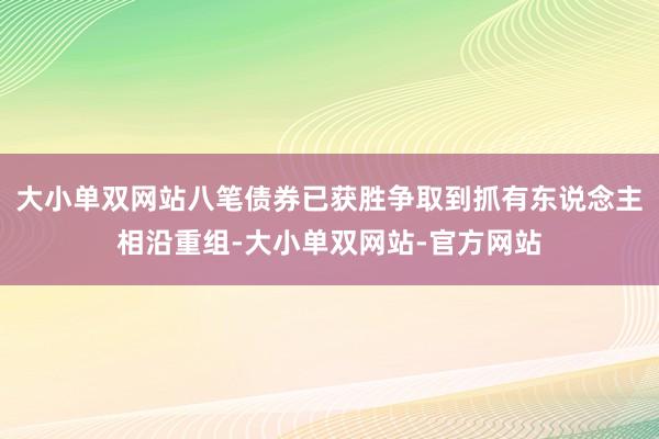 大小单双网站八笔债券已获胜争取到抓有东说念主相沿重组-大小单双网站-官方网站